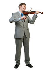 Businessman playing violin