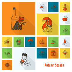 Set of Flat Autumn Icons