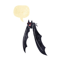 cartoon flying bat with speech bubble