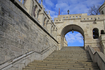 Fisherman's Bastion stairs in Budapest, Hungary