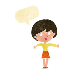 cartoon woman giving thumbs up with speech bubble