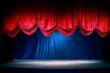 Fototapete Theater Theatervorhang mit dramatischer Beleuchtung