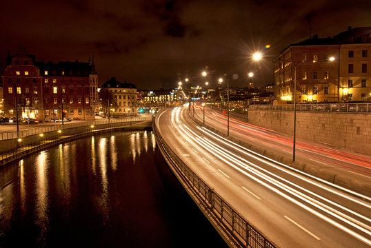 Night view of Old Town of Stockholm, Sweden