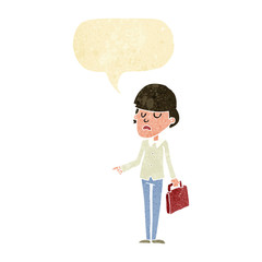 cartoon arrogant businessman pointing with speech bubble