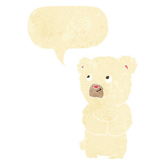 cartoon polar bear cub with speech bubble