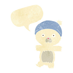 cartoon cute polar bear with speech bubble