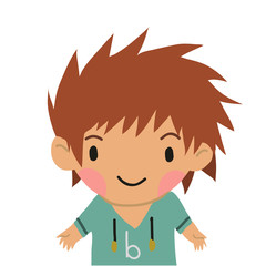 Cartoon casual little boy kid flat icon.