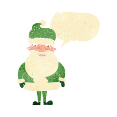 cartoon grumpy santa claus with speech bubble