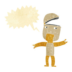 cartoon funny robot with speech bubble