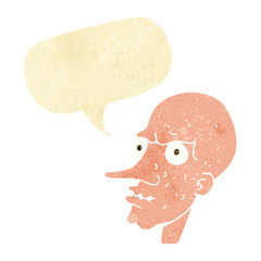 cartoon evil old man with speech bubble