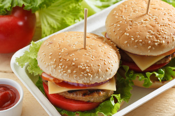 Burgers in a container
