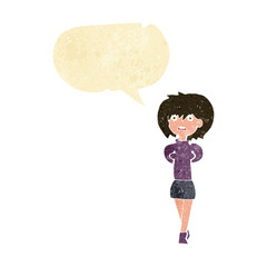 cartoon shocked woman with speech bubble