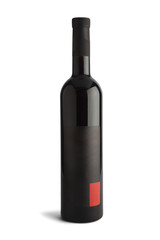 Bottle of red wine isolated on white.