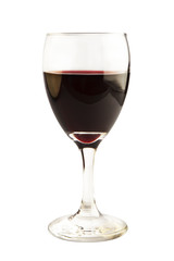 Red wine in a glass isolated on white.