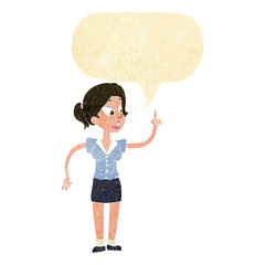 cartoon woman with great idea with speech bubble