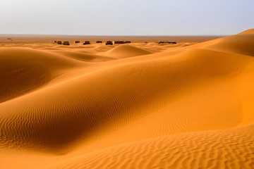Fototapeta na wymiar Sand dunes in the Sahara desert, Tagounite, Morocco