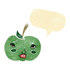 cartoon apple with face with speech bubble