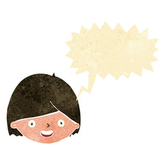 cartoon happy face with speech bubble