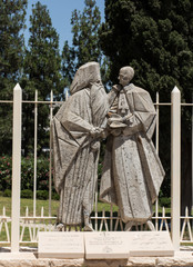 NAZARETH, ISRAEL-July 08, 2015: statue of Pope Paul VI and Patri
