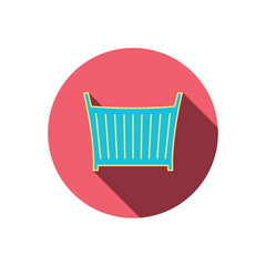 Baby crib bed icon. Cradle or cot sign.