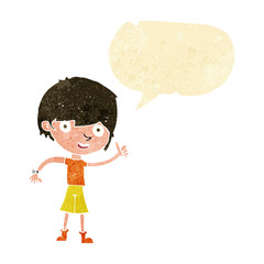 cartoon boy with positive attitude with speech bubble