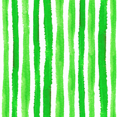 Watercolor strips seamless pattern set.Natural green background