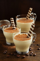 Tasty dessert with coffee and cream.
