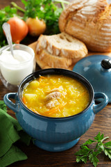 Schi- traditional Russian cabbage soup.