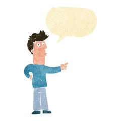 cartoon man pointing with speech bubble