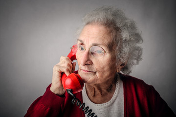 Grandmother doing a phone call