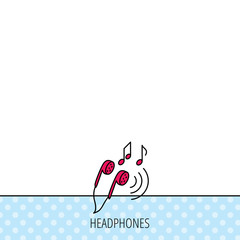 Headphones icon. Musical notes signs.