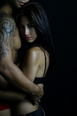 Young couple wearing underwear