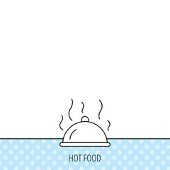 Restaurant cloche icon. Hot food sign.