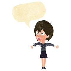 cartoon annoyed girl with speech bubble