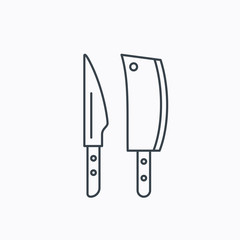 Butcher and kitchen knives icon.