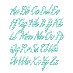 Doodle alphabet with abstract floral pattern.