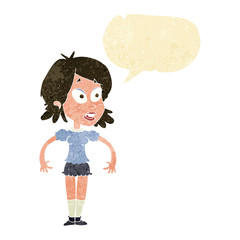 cartoon surprised woman with speech bubble