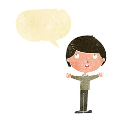 cartoon happy boy with speech bubble