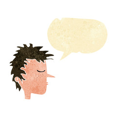 cartoon male face with speech bubble