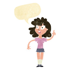 cartoon woman making point with speech bubble
