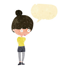 cartoon woman staring with speech bubble