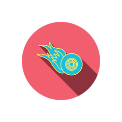 Burning wheel icon. Speed or Race sign.