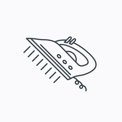 Steam ironing icon. Iron housework tool sign.