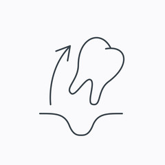 Tooth extraction icon. Dental paradontosis sign.