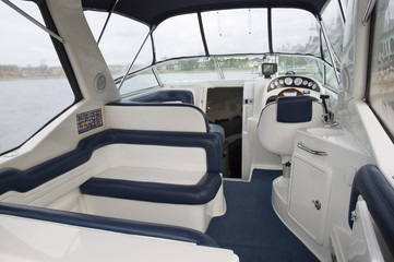 Interior of a motor boat