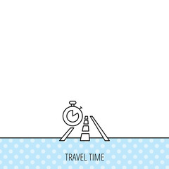 Travel time icon. Road with timer sign.