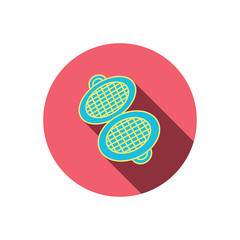 Waffle iron icon. Kitchen baking tool sign.