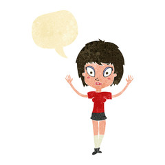 cartoon pretty girl with speech bubble