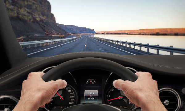 Driving hands steering wheel 
