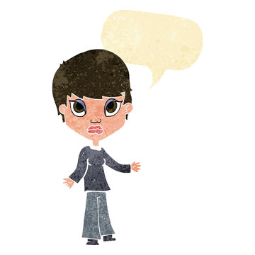 recommend clip art: cartoon woman shrugging shoulders with speech bubble